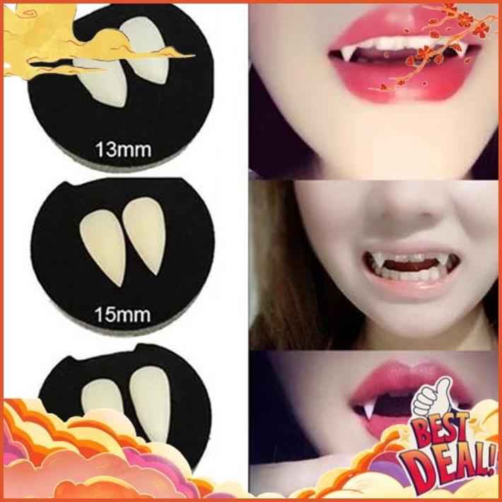 Terbaik Gigi Taring Palsu Sepasang Gigi Taring Cosplay Halloween Gigi Taring Drakula Vampire