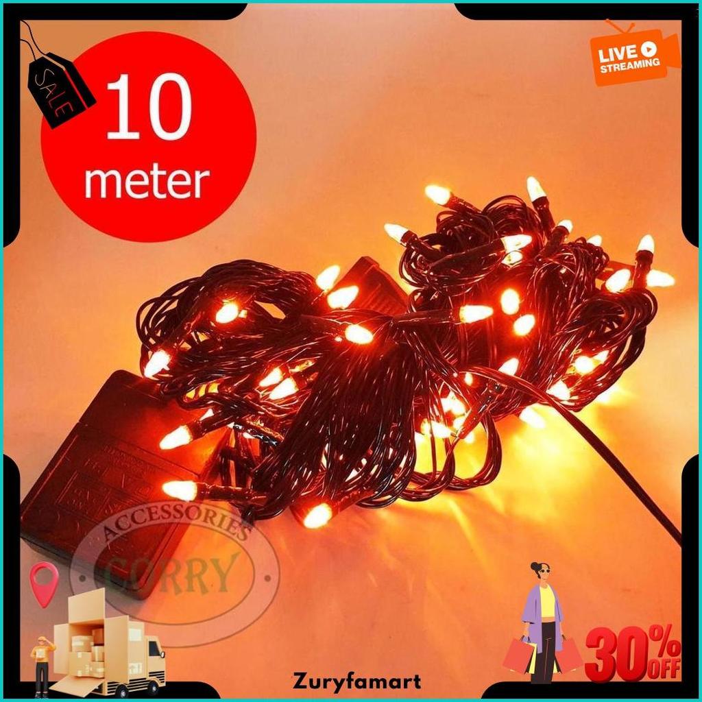 Lampu Pohon Natal Merah 10 Meter Kedap Kedip Led Murah Panjang Termurah Banget