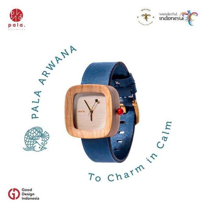 New- Pala Arwana Jam Tangan Kayu Unisex Pala Nusantara Blue Quartz