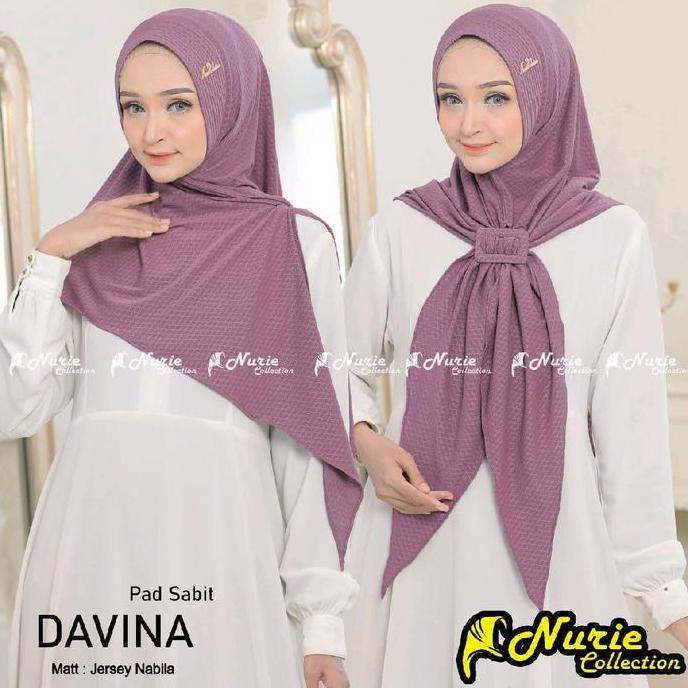 New- {Nurie Collection}Davina Hijab Instan Jersey Nabila Pet Sabit*Free Gesper*. Muslim Kerudung Sim