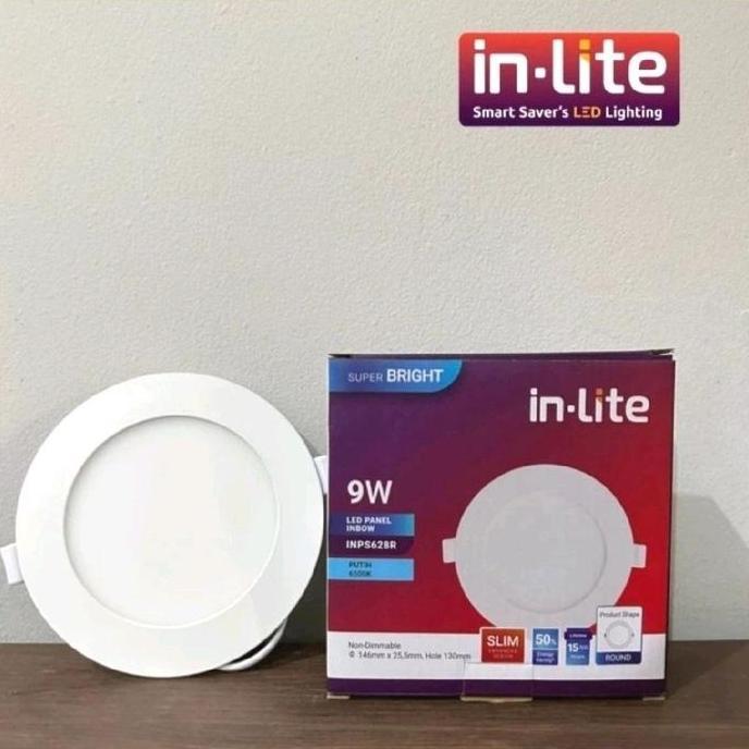Lampu Downlight Panel LED 9 Watt INLITE IN LITE Bulat Inbow INPS628R