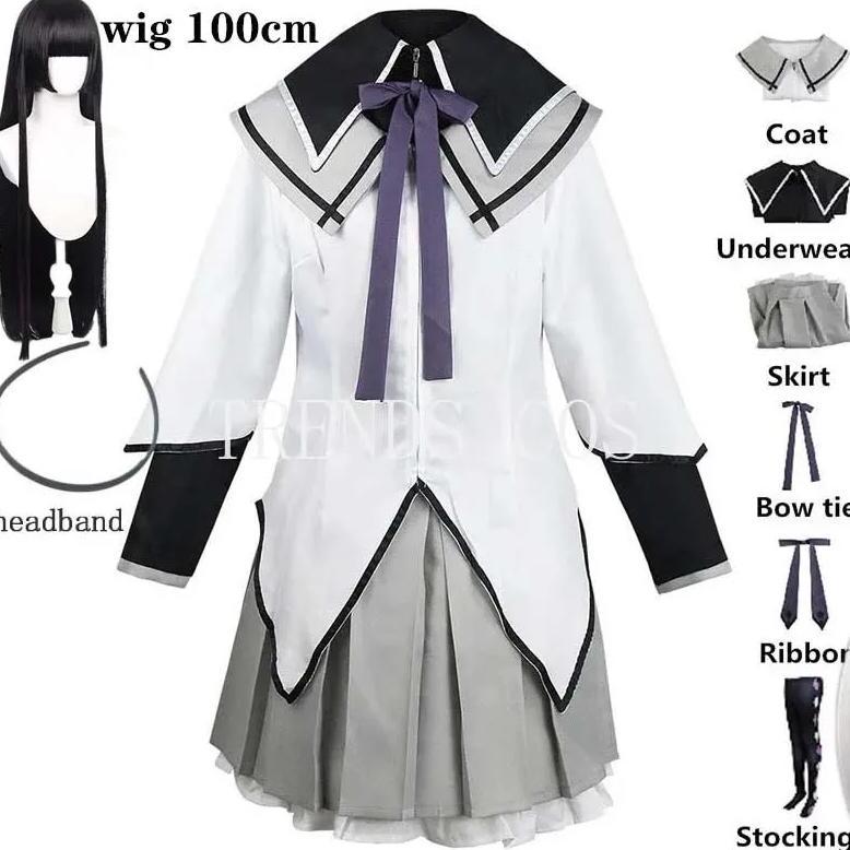 Anime Akemi Homura Cosplay Costume Fighting Uniform Stockings  Akemi Homura Outfits