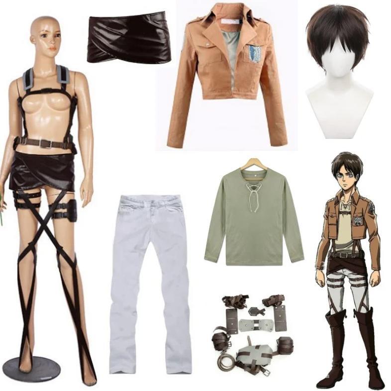 Anime Attack on Titan Levi Ackerman Mikasa Eren Jaeger Soldier Commander Cosplay Suit  Belt Investig