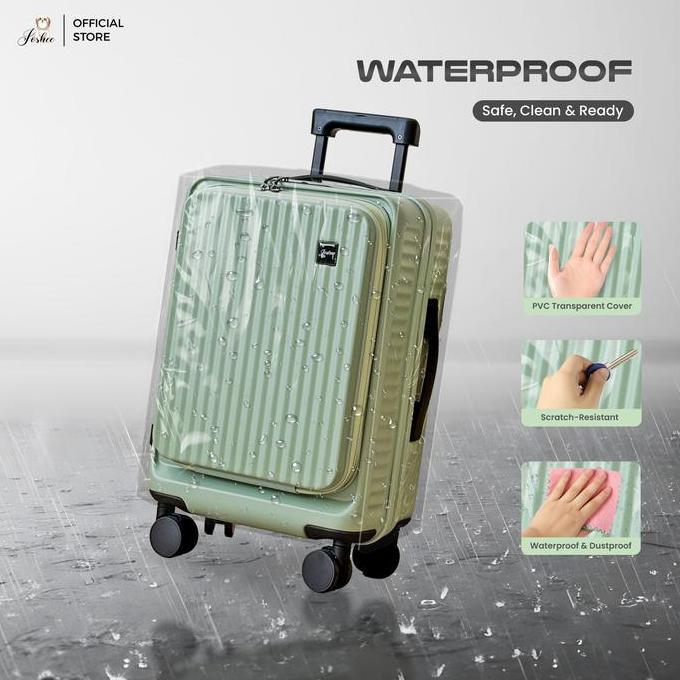 Joshee Sarung Koper Luggage Cover Pelindung Bahan PVC Transparant Tebal Mika Koper