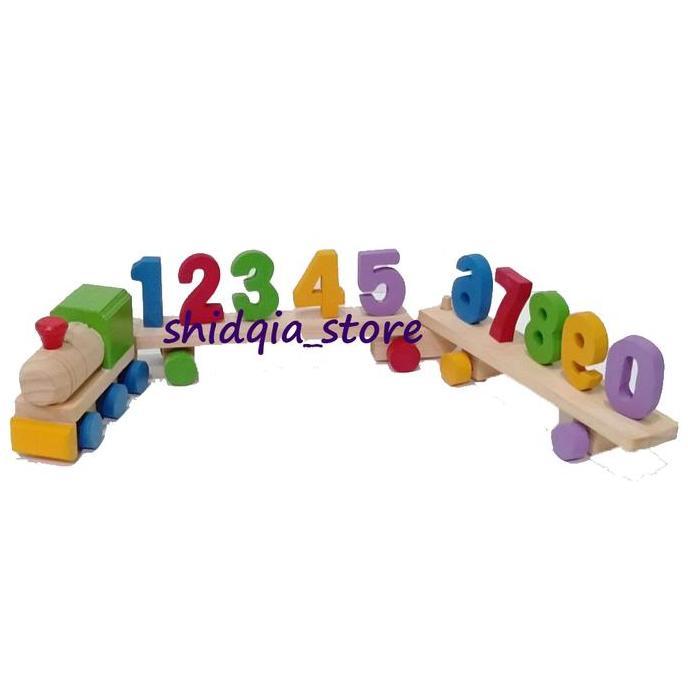 Mainan Kayu edukasi anak (APE) - wooden block Kereta Balok Kayu Angka