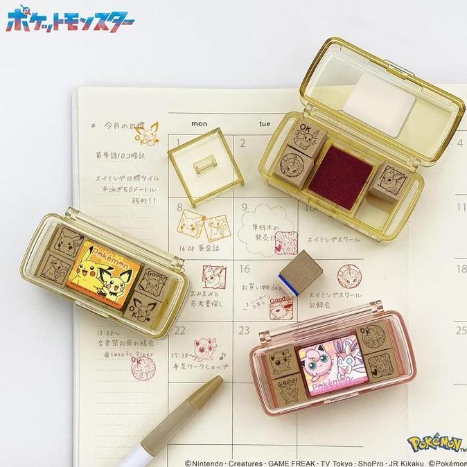 Beverly Mini Stamp Set Pokemon Pikachu Eeevee Mew Jigglypuff Victini Stempel Journal Limited Edition