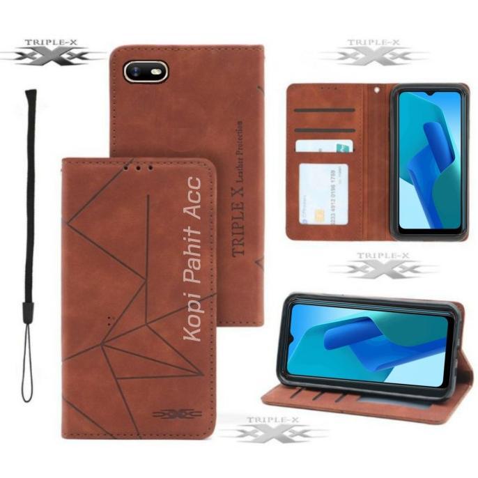 Nice- Oppo A1K Flip Cover Wallet Leather Case Dompet Sarung Kulit Magnet Case Sarung Kulit Premium