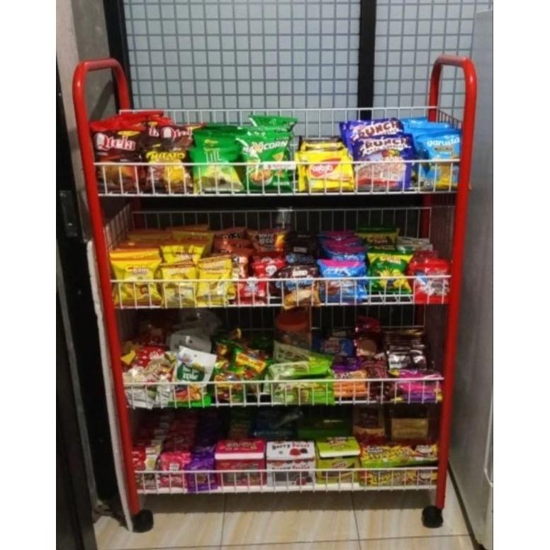 RAK SERBAGUNA JUMBO RAK CHIKI RAK DISPLAY SNACK JUMBO RAK BESI 4 SUSUN MASTER (REGULAR/CARGO)