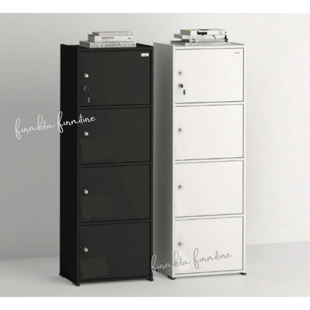 RAK BUKU KAYU SERBAGUNA KUNCI / LEMARI HELM / LEMARI BAJU