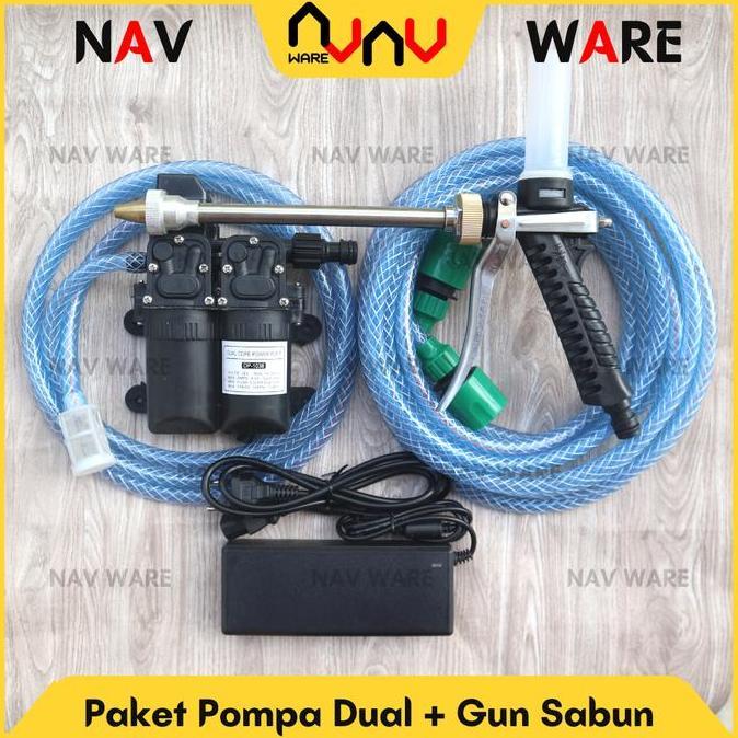 Paket Dual Pump Pompa Air Cuci AC Alat Steam Motor + Sprayer Gun Sabun HEMAT
