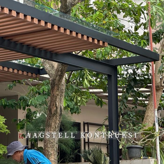 Kanopi Kaca Tempered 8Mm Rangka Holo Tiang Wf150 Baja Besi Original Dan Terpercaya