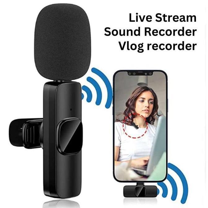 Volk- Mic Wireless K8 Type-C Clip-On 1 Mic Rechargeable Mikrofon Nirkabel Praktis Kualitas Suara Jer