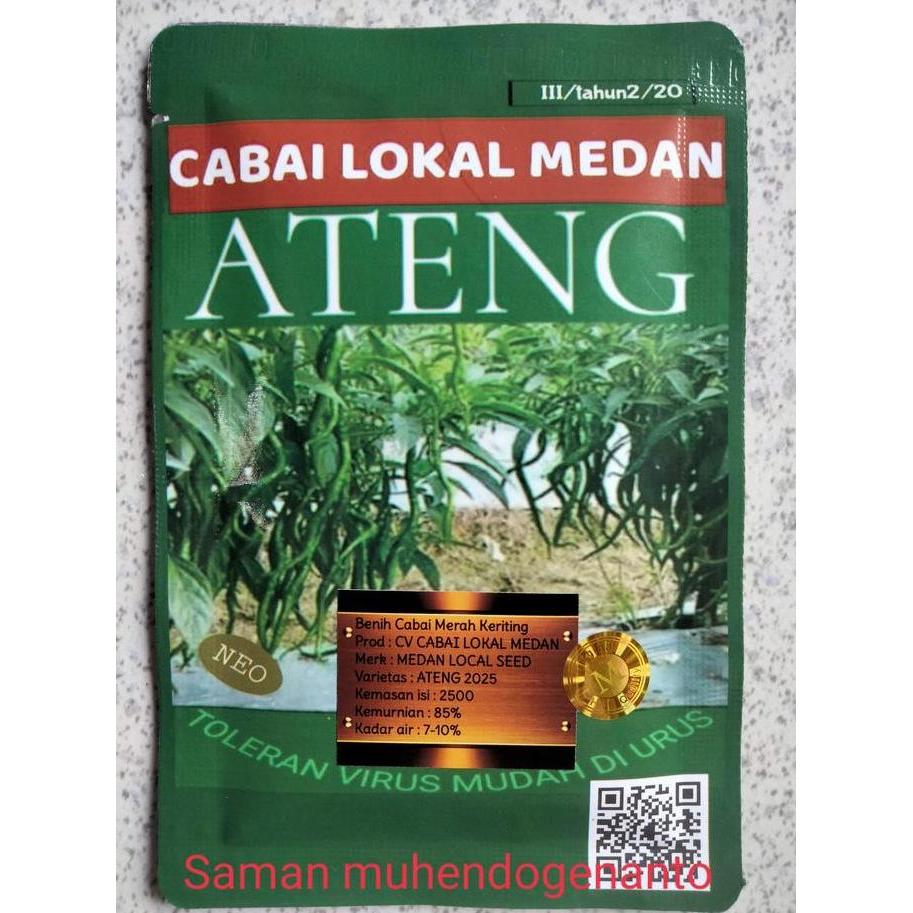 Grdn- Benih Cabe Merah Keriting Ateng 10 Gram 2500 Biji - Cmk Ateng - Bibit Cabai Lokal Medan Ateng 
