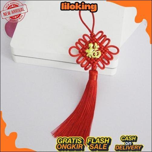 Tassel FU Merah Dekorasi Imlek Gantungan Hiasan Murah Hampers Tahun Ular 2025 Baru