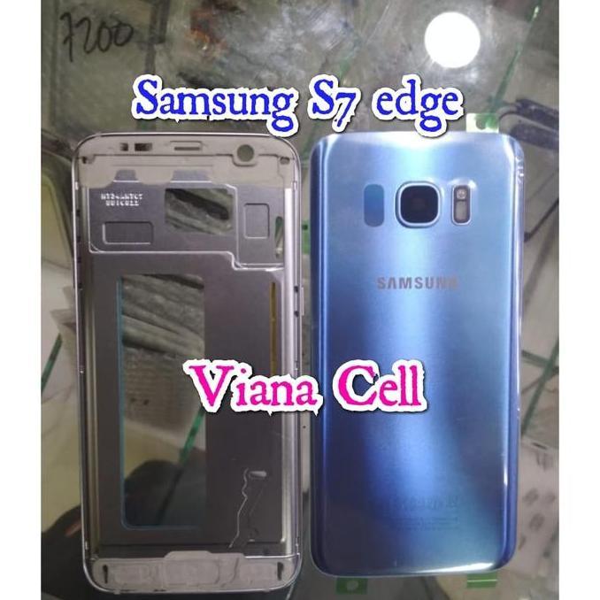 TERBARU - BACK DOOR BACKDOOR PLUS FRAME LCD TULANG SAMSUNG S7 EDGE G935F BIRU