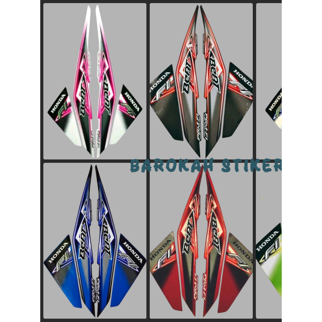 Striping stiker polet motor honda beat fi 2013 hitam oren stiker list body motor standar produk berk