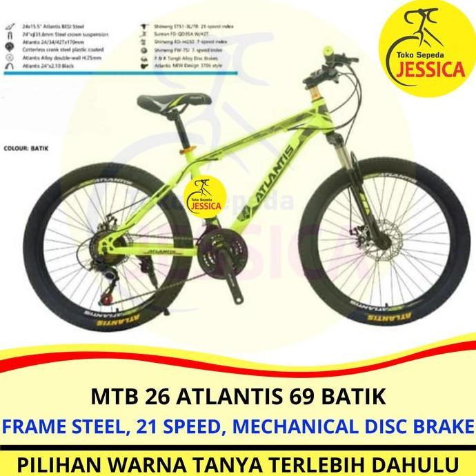Terlaris Sepeda Gunung Mtb 26 Atlantis Harley Batik 69 Rem Disc Murah