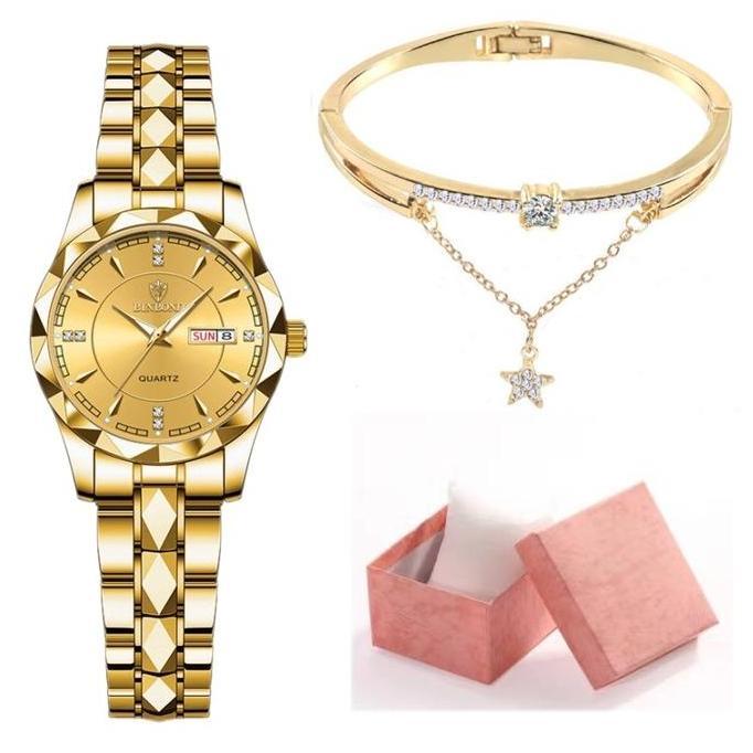 PROMO JAM WANITA MEWAH MEREK BINBON ANTI AIR BONUS GELANG DAN KOTAK BISA COD ( DSJ-102 ) WATCHES WOM