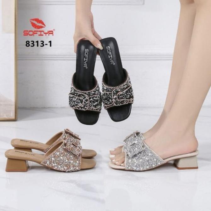 PROMO DISKON - (BISA COD) SOFIYA ORI 8313 1 SANDAL WANITA IMPORT HAK 5CM / SENDAL FULL BLING BLING /