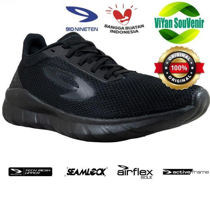 NEW - 90 Nineten Yasha Sepatu running / lari pria Full Black 90 Shoes -