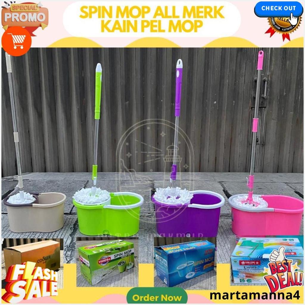 New Kain Pel Lantai Spin Mop / Pel Lantai + Ember / Spin Mop Berbagai Merk / Kain Pel Ember Cod