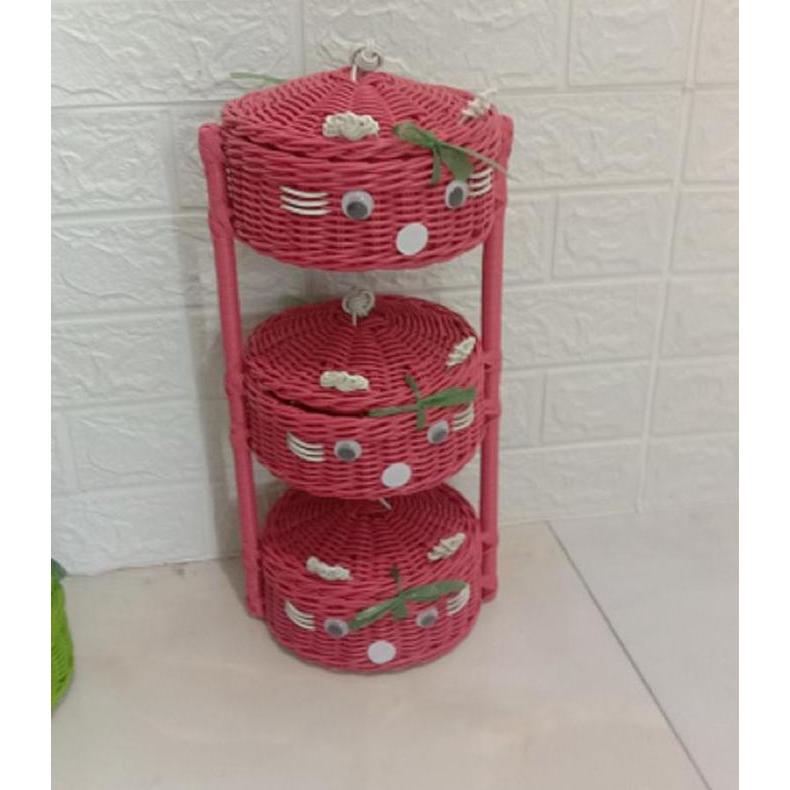Sale Rak Bawang Bumbu Dapur Rotan Sintetik Keranjang Karakter Rak Susun Tempat Bumbu Dapur Keranjang