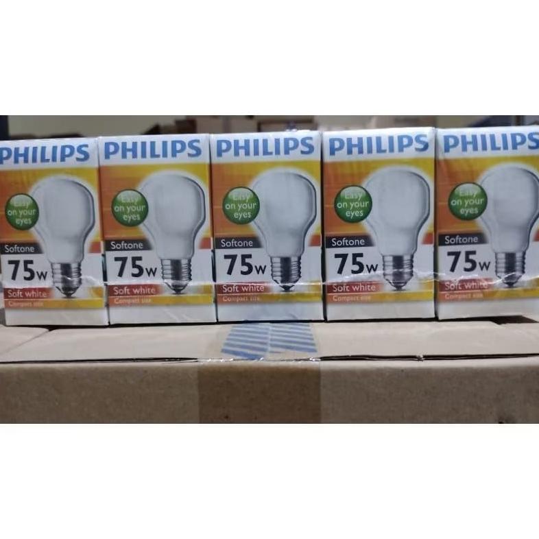 BEST DEALS LAMPU PHILIPS 75W 75 WATT SOFTONE PENGHANGAT AYAM CAHAYA SEMU KUNING / LAMPU PHILIPS 75 W