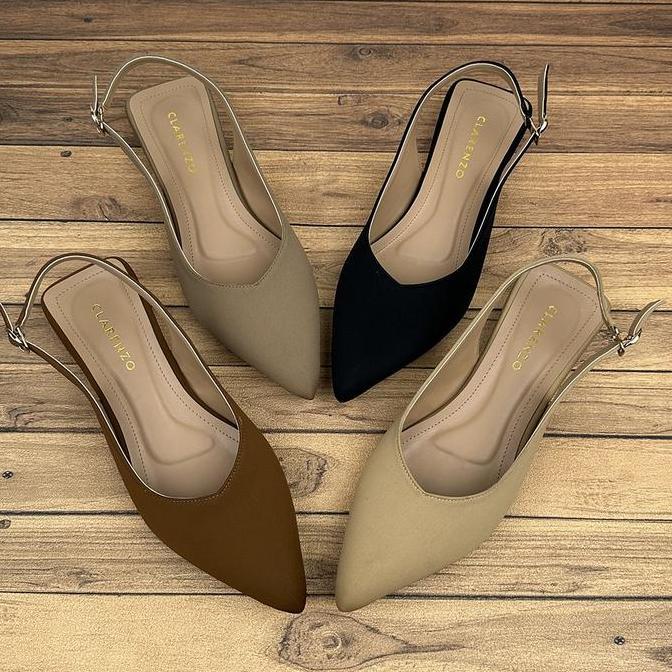 PROMO DISKON - Clarenzo - Sepatu Zara Mules Adjustable Back Straps/buckle Wanita Heels / Hak 3cm Sho