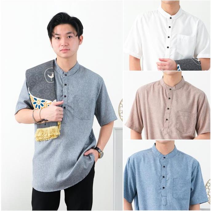 NEW BAJU KOKO PRIA ANKARA KEMEJA KURTA POLOS KATUN MADINAH LENGAN PENDEK BEST