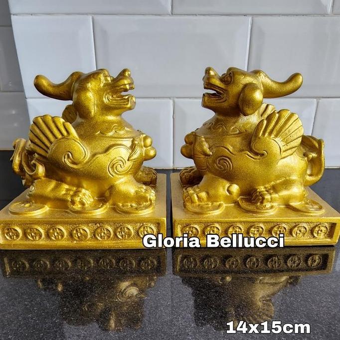 TERBARU - patung qilin singa batu pajangan kilin fengshui qi lin kirin