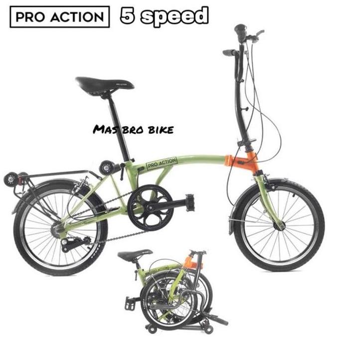 Terlaris Sepeda Lipat Pro Action Parrot 5 Speed Termurah Folding Pro Action New