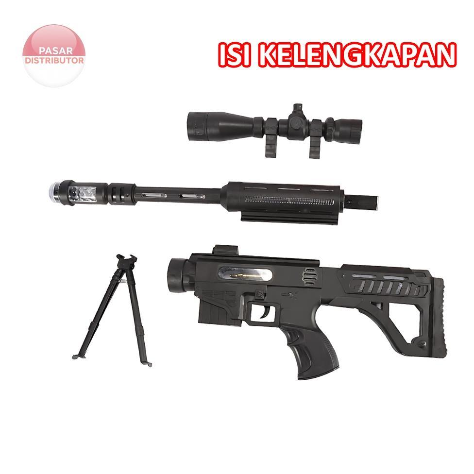 Mainan Sniper Gun Tembakan Elektrik Led Suara Getar Anak Laki Keren Outdoor