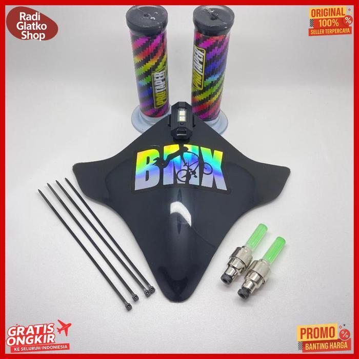 Terbaru Paket Komplit Visor Sepeda Bmx + Stiker Hologram Bmx + Lampu Tempel + Lampu Tutup Pentil Nya