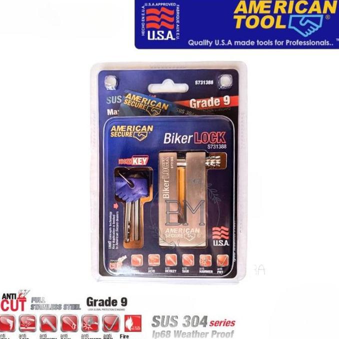 GEMBOK KUNCI PENGAMAN CAKRAM MOTOR AMERICAN TOOL SECURE