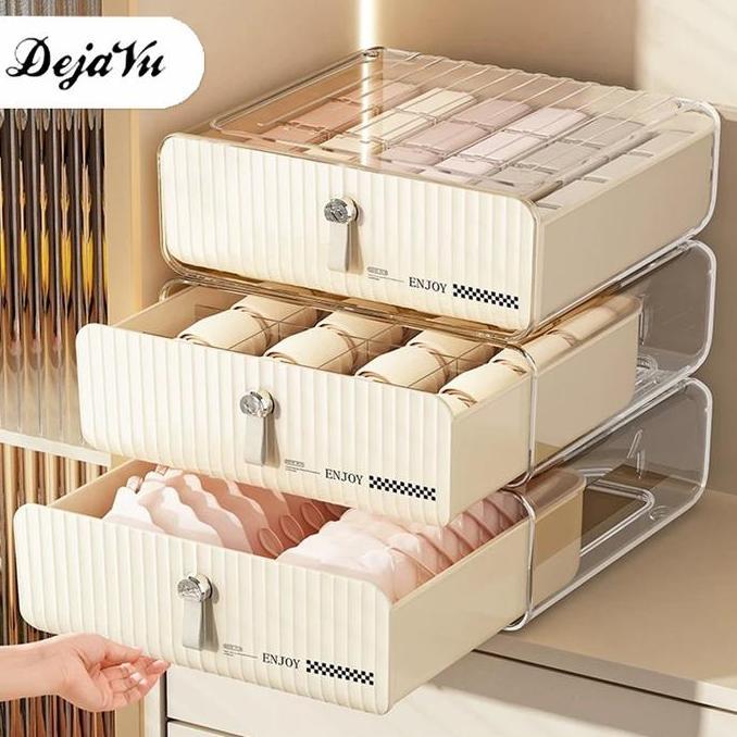 Dejavu Rak Laci Serbaguna Pakaian Dalam Kaos Kaki Underwear Storage Box Cream Kotak Tempat Penyimpan
