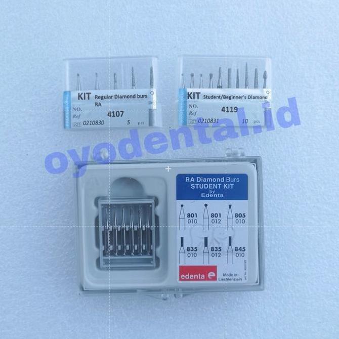 New- Dental Diamond Bur Low Speed Edenta Student Kit Ra