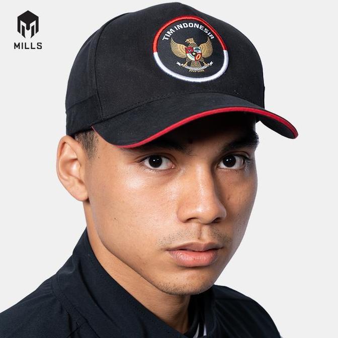 MILLS Topi Tim Indonesia Cap 09104083 Black Hitam