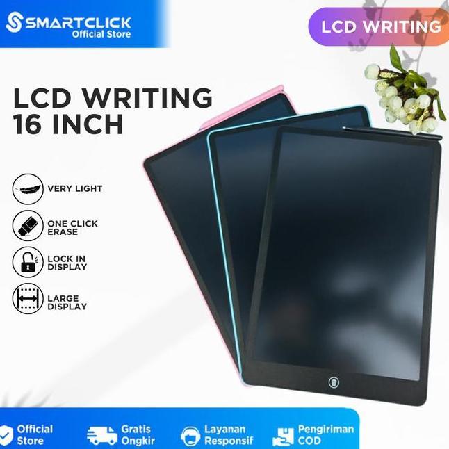 Lcd Tablet Anak 16 Inch Berwarna Mainan Papan Tulis Hapus Edukasi Pen Gambar Belajar