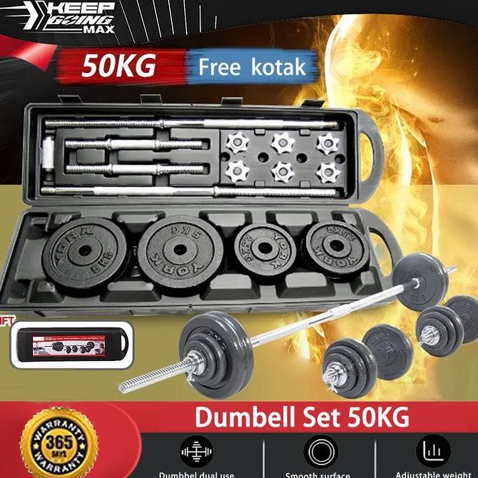 Dumbell Barbel  50kg Peralatan Kebugaran Angkat Berat 50kg Set Dumbel Barbel Set