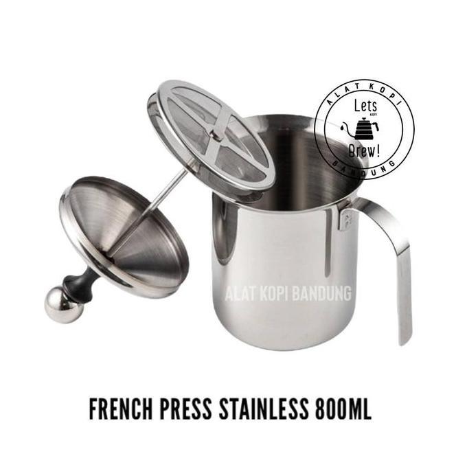Kit- French Press Stainless 800Ml / Alat Seduh Kopi Dan Froather Susu