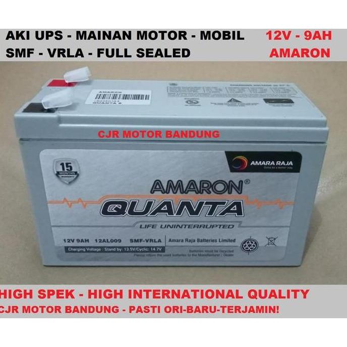 NEW AMARON QUANTA Aki Battery 12V 9Ah baterai UPS Mainan Motor Mobil 12FM7