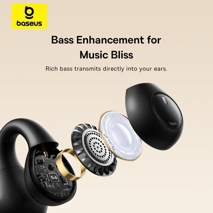 Azrilbagusshop - Baseus Bass 15 Clip Open Ear Tws Bluetooth Earphone Open-Ear
