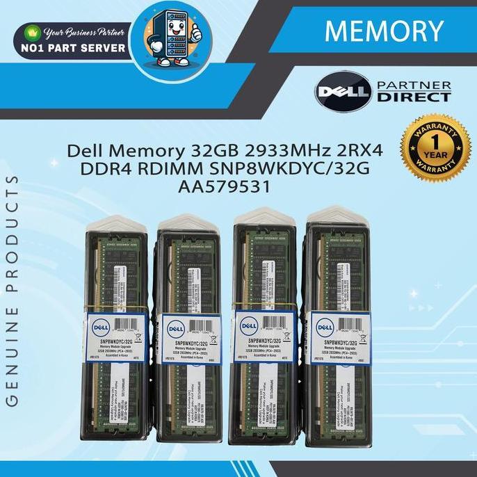 HARGA DISC - Dell Memory 32GB 2933MHz 2RX4 DDR4 RDIMM SNP8WKDYC/32G AA579531