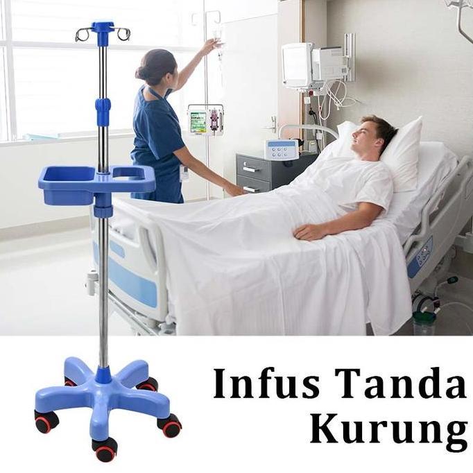 NEW Tiang Infus Roda Abs 5 Stand Infus Portable Stainless Ketinggiannya Adjustable