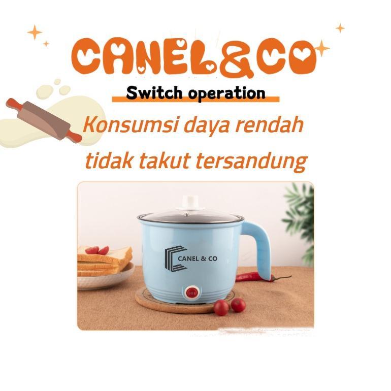 cuci gudang canel & co panci listrik multifungsi 600 watt / mini rice cooker lapisan teflon 1 liter 