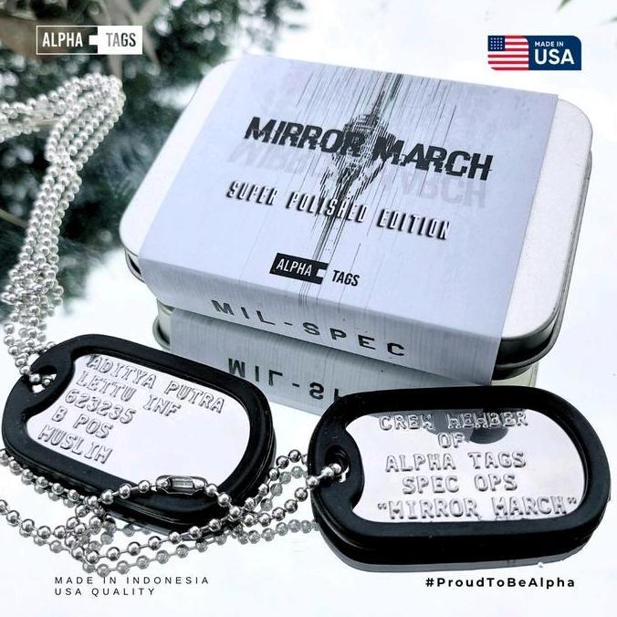 Dogtag / dogtags Super Polished USA MADE Mirror March Mengkilap 100% custom kalung Tentara