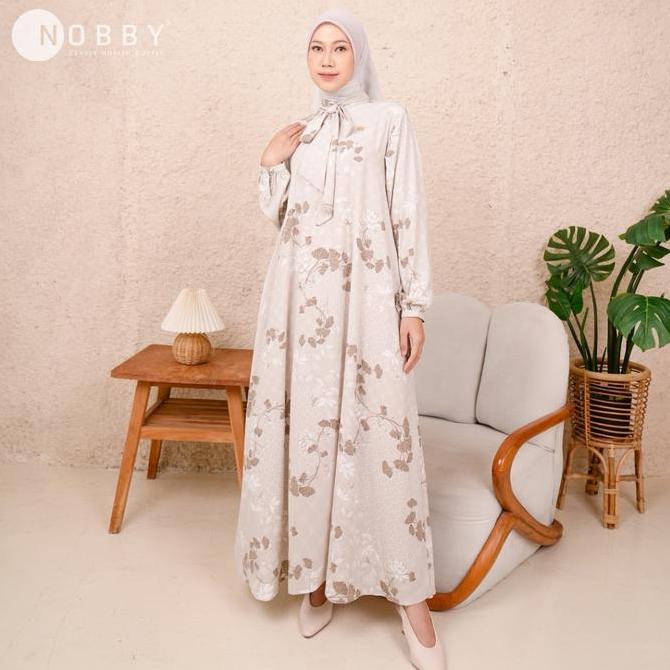 Nobby Heera Dress Gamis Wanita Muslim Bahan Woolpeach Premium Busui Wudhu Friendly