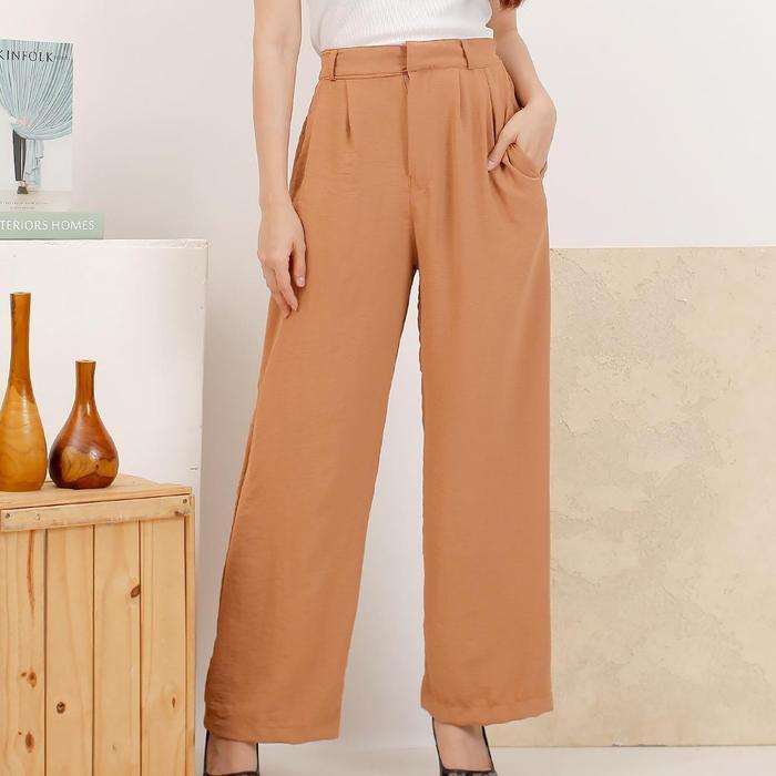 (Ready) Tometoh | Yunji Celana Kulot Airflow Crincle Basic Pocket Crinkle Panjang Bestseller