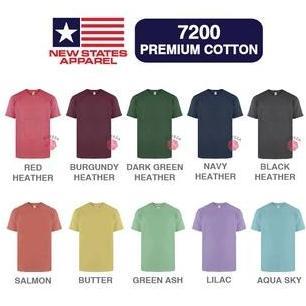 Kaos Polos NSA 7200 - New States Apparel Premium Cotton Combed 24s - Warna Heather