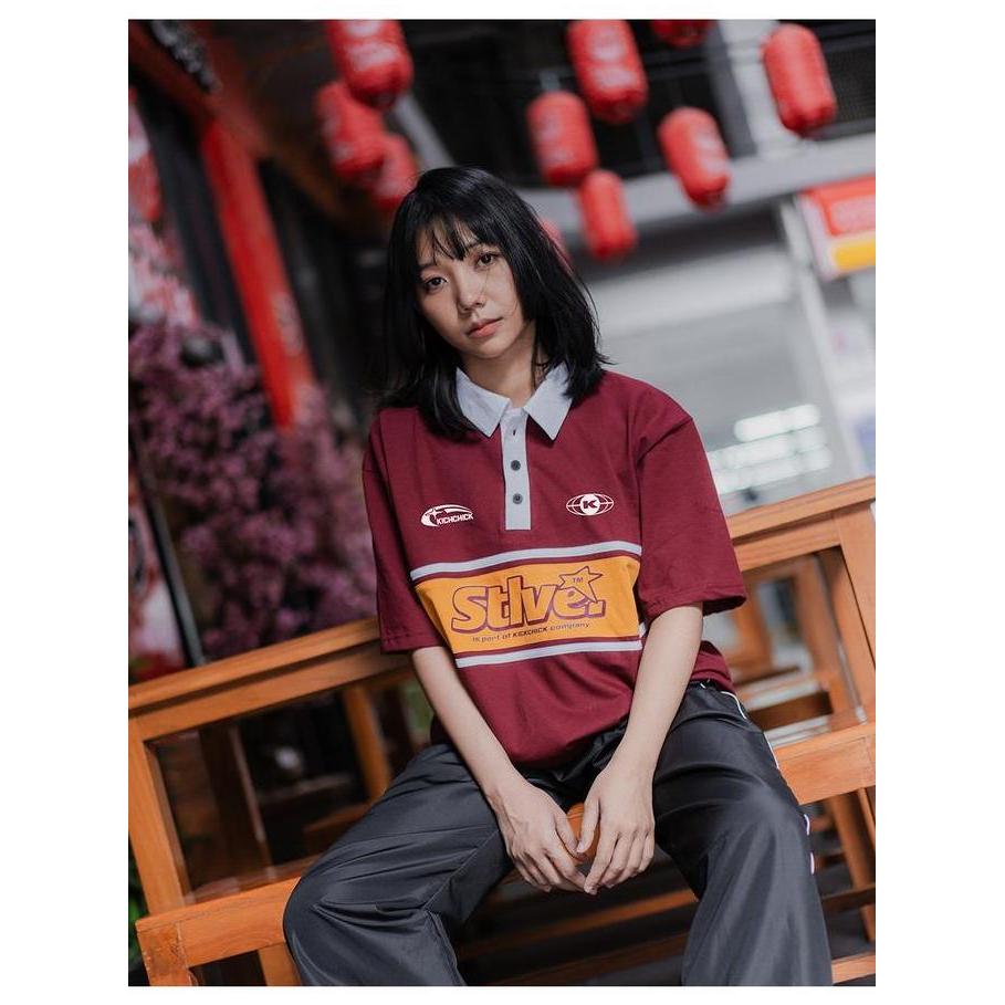 Kickchick Polo Rugby Shirt Company Maroon & Navy | Baju berkerah | Kaos Kasual Formal | KCPS001